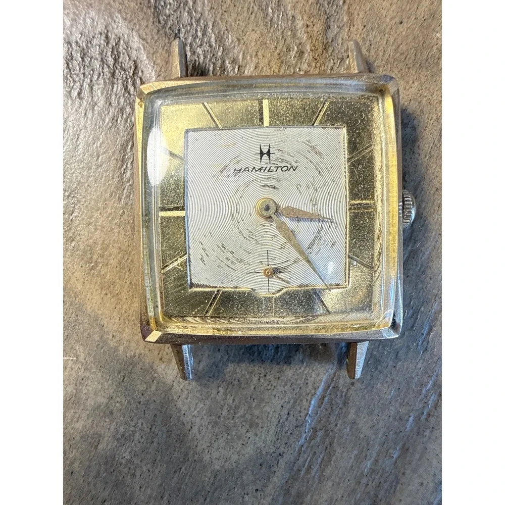 Vintage Hamilton Square Watch Head Men's 28mm Gold 10K RGP Manual Wind Working